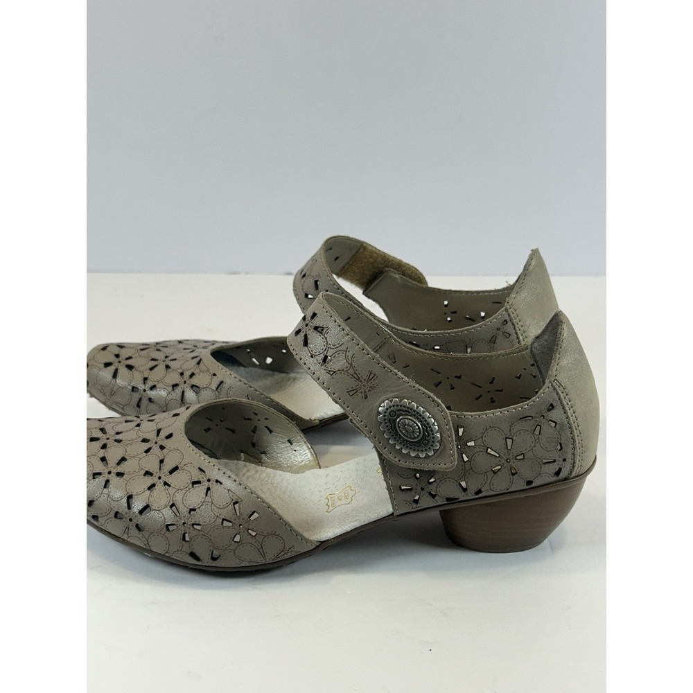 Rieker Antistress Mirjam Taupe Low Heel Mary Jane Leather Shoes-US 7/EU 38 - Picture 3 of 10